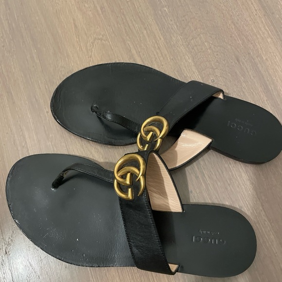 Gucci marmont black thong double G sandals sz 6.5 - Picture 2 of 5
